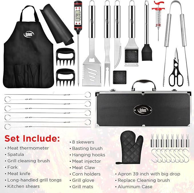 Kaluns BBQ Accessories, Complete Grill Set Dad Gifts