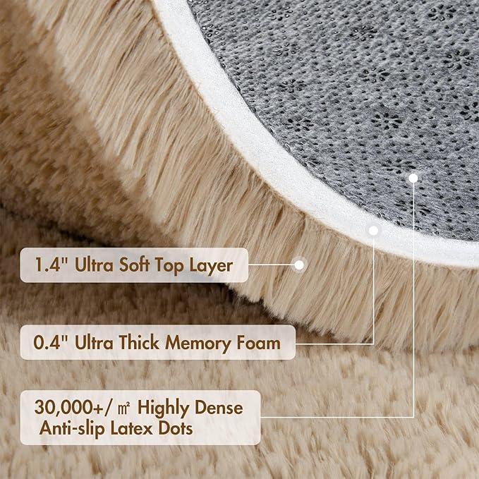 5x7 Ft Shag Beige Rugs for Bedroom Living Room, Ultra Soft Fluffy Furry Area - Image 9
