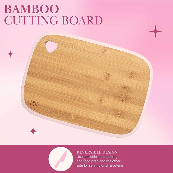 Paris Hilton Reversible Bamboo Cutting Board and Cutlery Set - Image 7