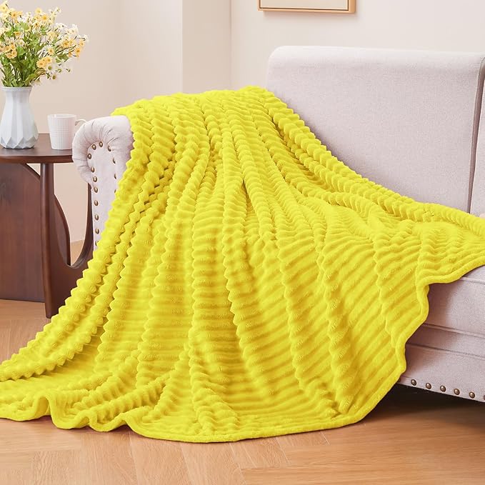 BEDELITE Fleece Blanket Twin Size – 3D Ribbed Jacquard Soft and Warm Decorative - Image 2