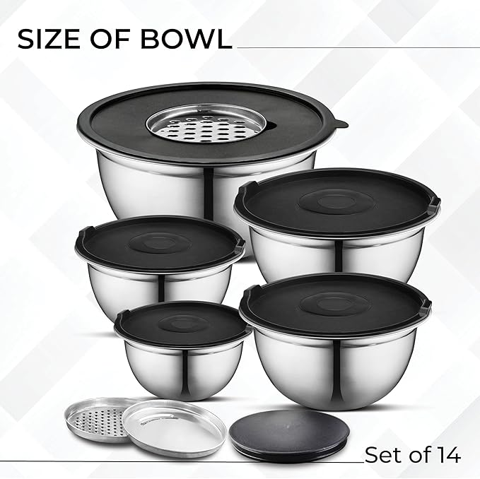 AVADOR Premium Brushed Stainless Steel Mixing Bowls Sets, Space Saving - Image 4