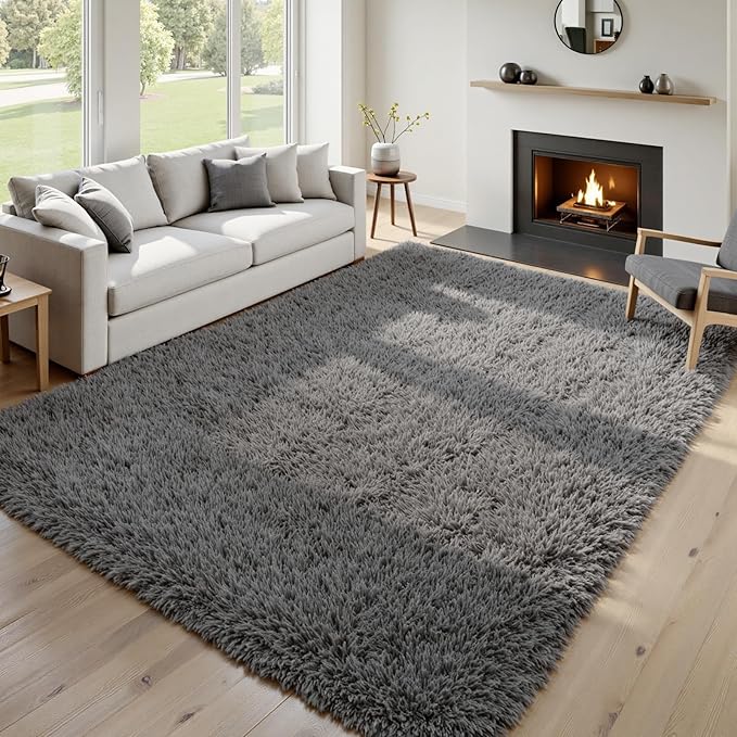 6x9 Area Rugs for Living Room Rug: Soft Fluffy Shag Gray Rugs for Bedroom - Image 9