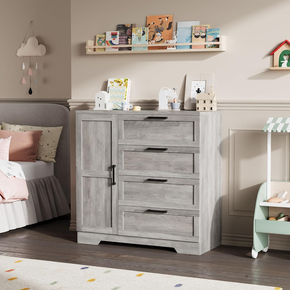 IDEALHOUSE 43.3'' H Armoire Wardrobe Closet with 4 Drawers and Hangin...