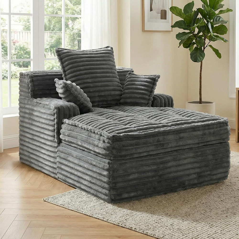 Boneless Chaise Lounge Chair Indoor, Top Fixed-Point Comfort Layer Boneless C...