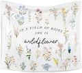 WARDOS Boho Floral Tapestry, in a Field of Roses She Is a Wildflower Tapestry Wall Hanging, Boho Wildflower Wall Blanket Decor for Baby Girls Room Toddler Nursery Bedroom, 50x60 Inch
