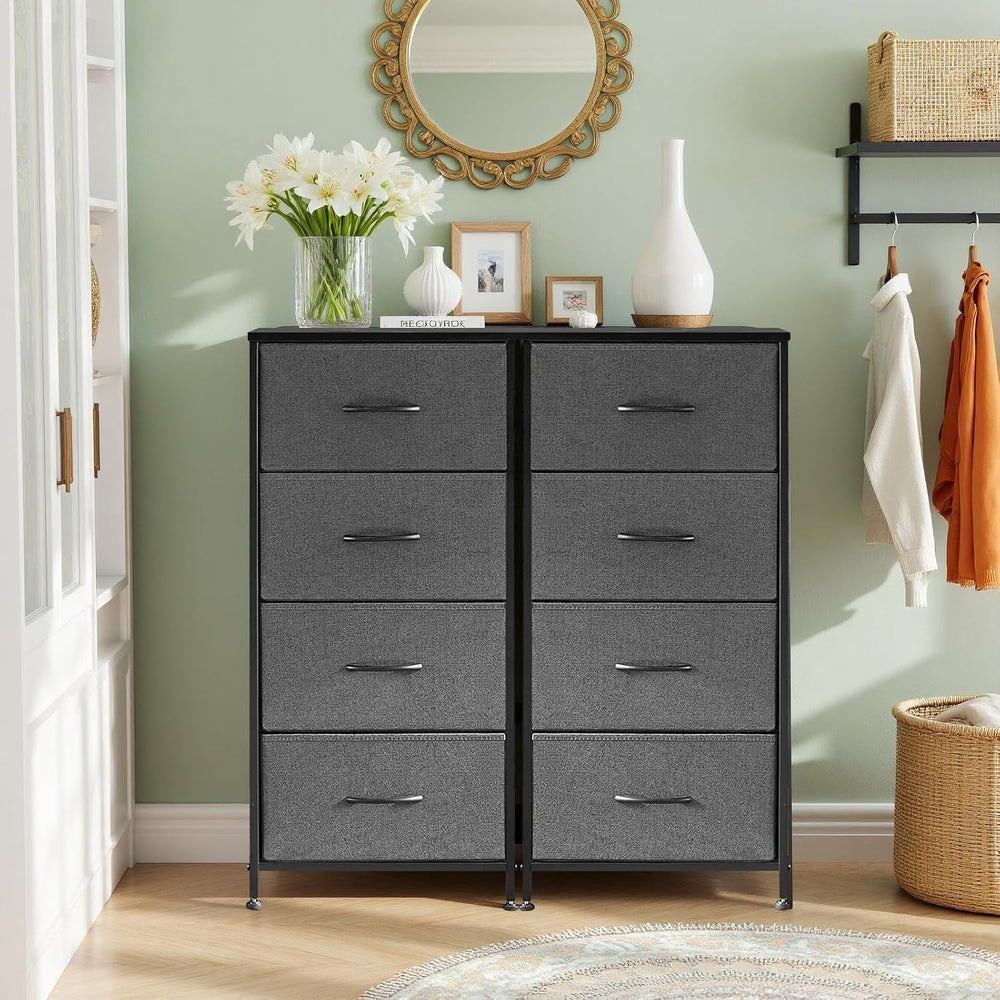 4 Drawers Dresser for Bedroom Fabric Storage Tower with Wooden Top