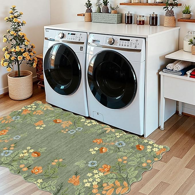 Sage Green Floral Entry Rug - Image 9