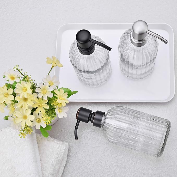 Glass Soap Dispensers for Kitchen and Bathroom, 16oz Heavey Glass Bottle - Image 2