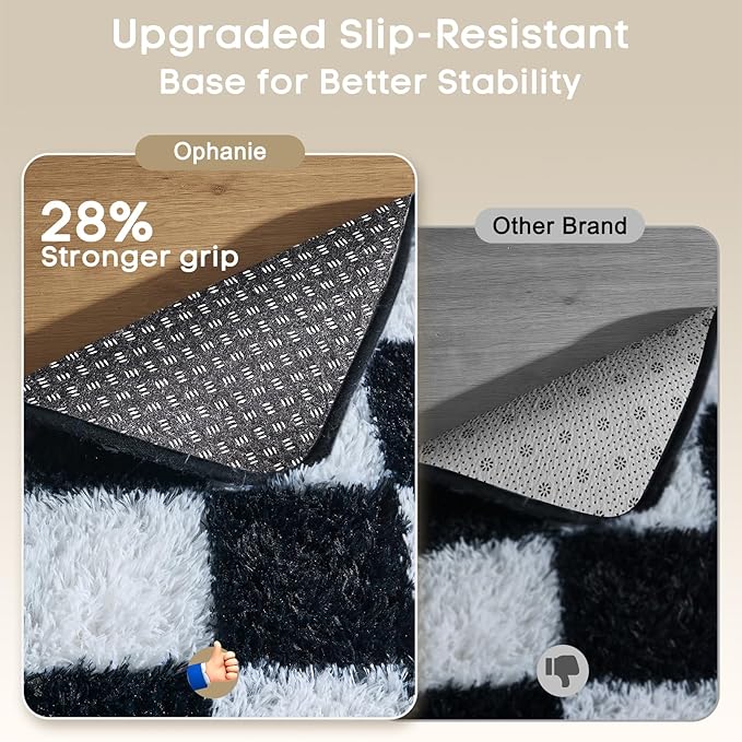 Ophanie Checkered Black & White Rug - Image 4