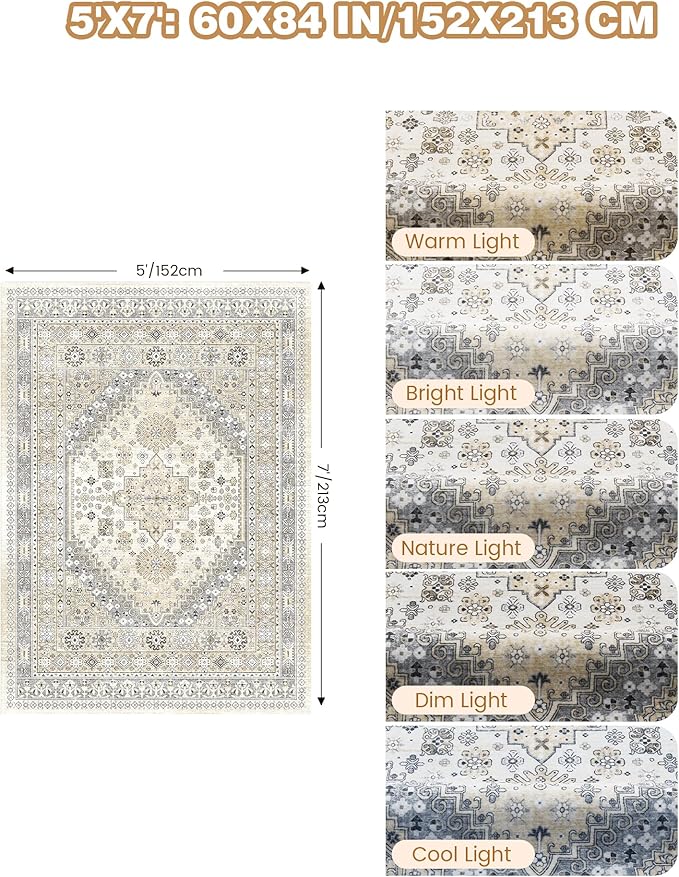 Area Rugs 5x7, Ultra-Thin Washable Rugs - Image 2