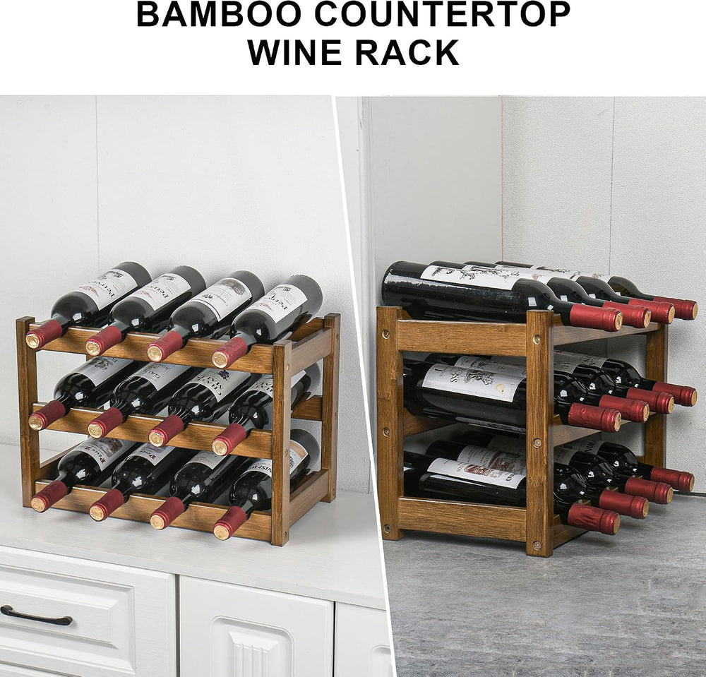 VASMIA Bamboo Wine Rack, Sturdy and Durable Wine Storage Cabinet Shelf, Wine ...