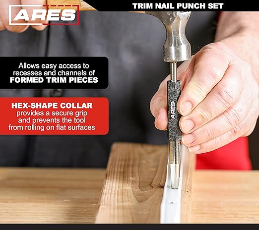 ARES 10117 2-Piece Trim Nail Punch Set 6-Inch and 7.5-Inch Punches Drive Nails - Image 4