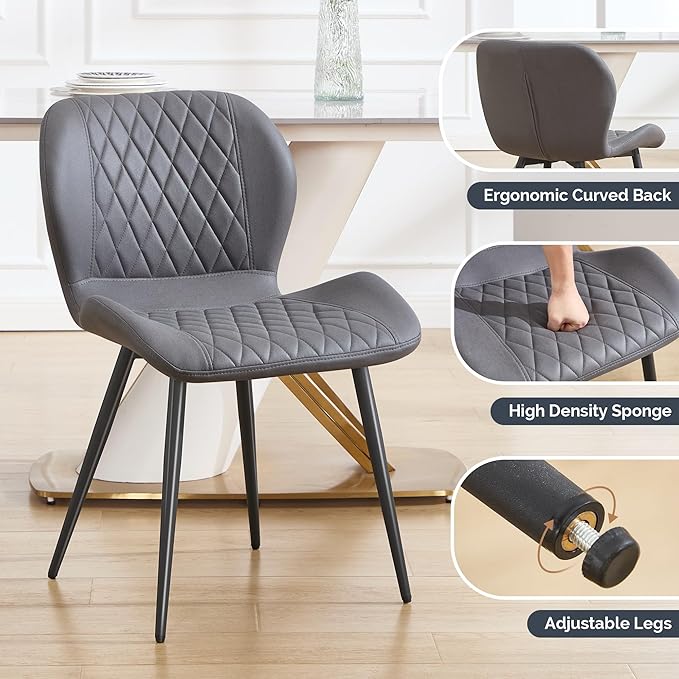 Dining Chairs Set of 6, Comfy Modern Dining Chairs with Thick Cushions, Uphol...