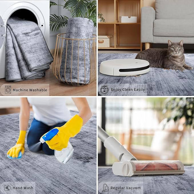 Toneed 2x6 Runner Rug Modern Abstract Hallway Rug Washable Non Slip Rubber Rugs - Image 4