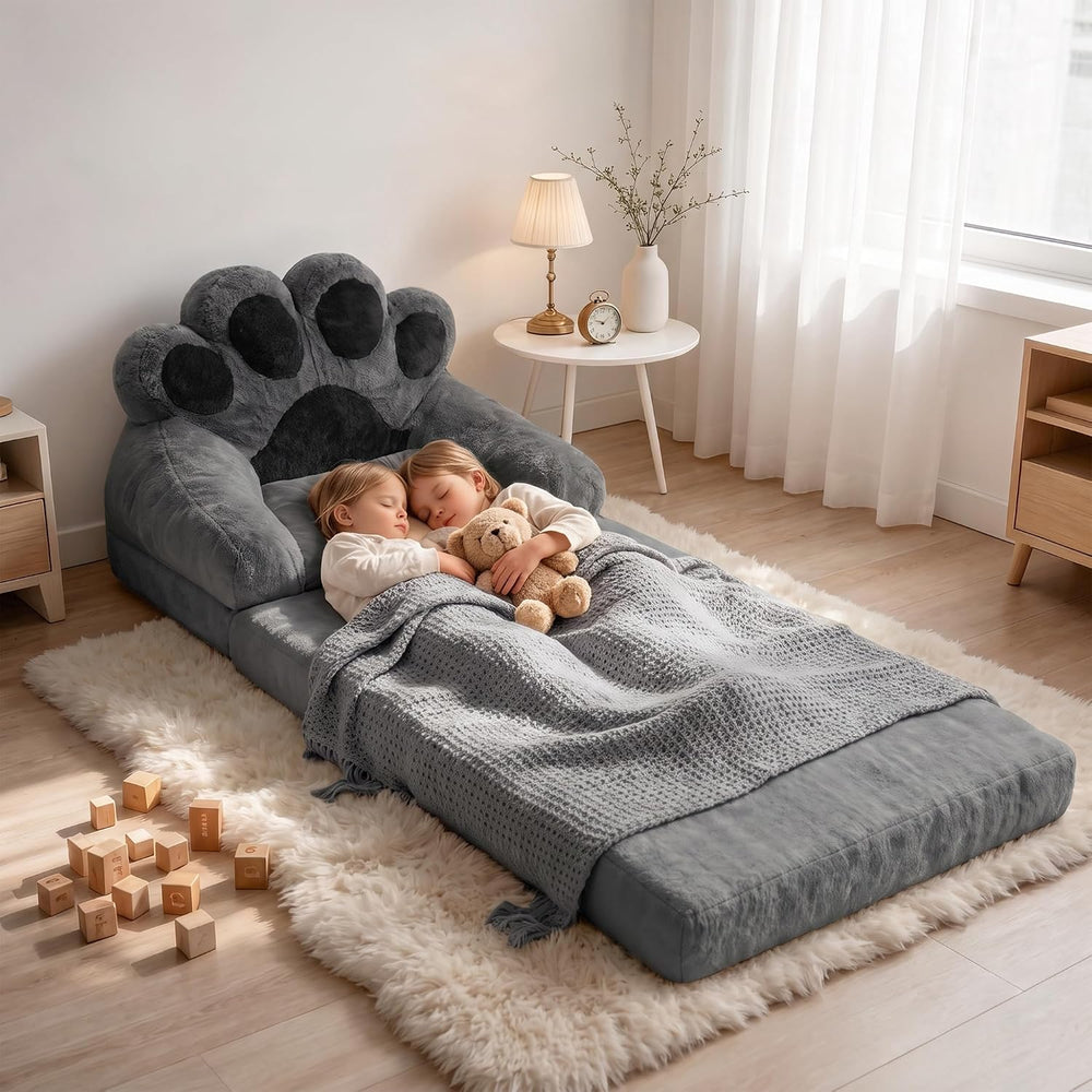 Folding Sofa Bed, 2-in-1 Convertible Sleeper Chair with Cat Paw Backrest, Fol...