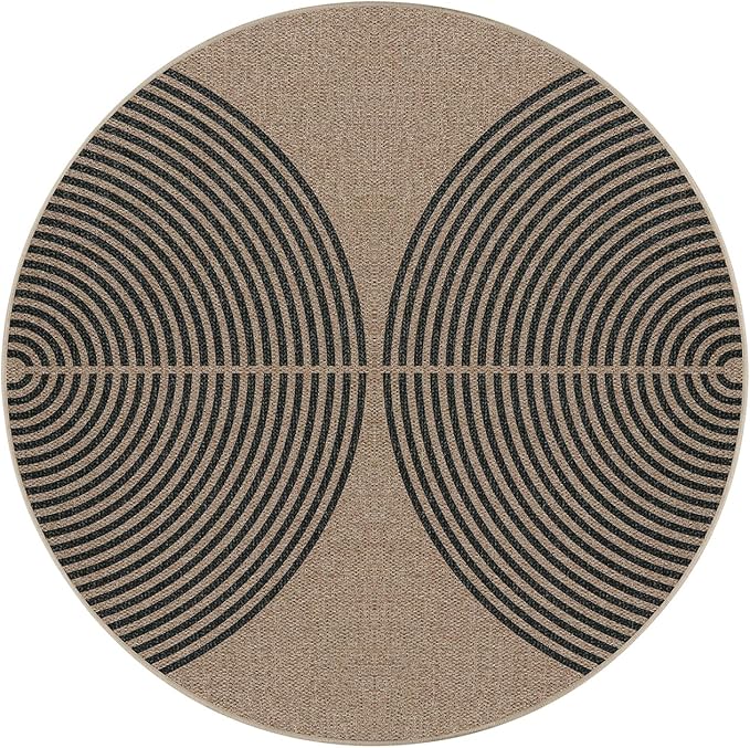 Lahome Enfys Modern Rainbow Round Rug, 3ft Small Washable Circle Carpet Natural - Image 7