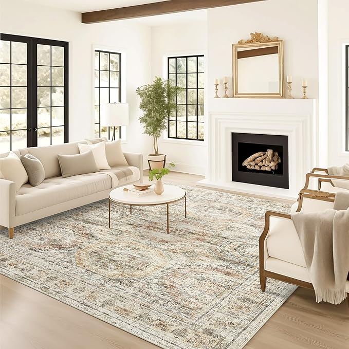 9x12 Area Rugs for Living Room, Non Slip Machine Washable Vintage Rugs - Image 9
