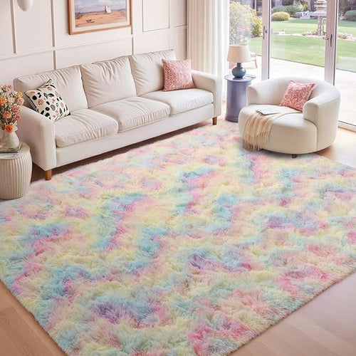 4x6 Ft Shag Kids Colorful Rugs for Bedroom, Ultra Soft Fluffy Furry Area Rugs by Cuzwlovita