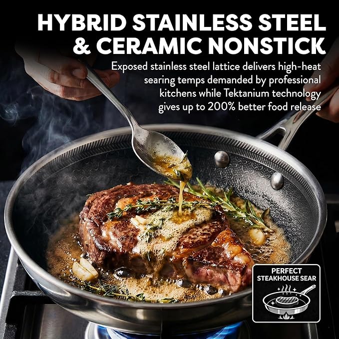 Gotham Steel Ceramax 12 Pcs Tri Ply Hybrid Stainless Steel Cookware Set - Image 4