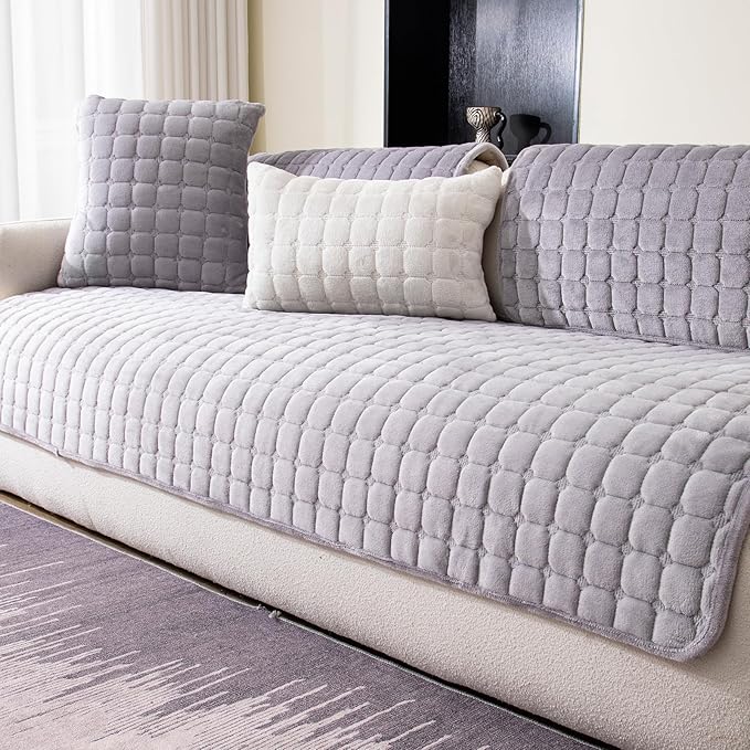 Velvet Couch Cover, Washable Sectional Sofa Cover, Anti Slip Sofa Slipcovers by MDSASFD