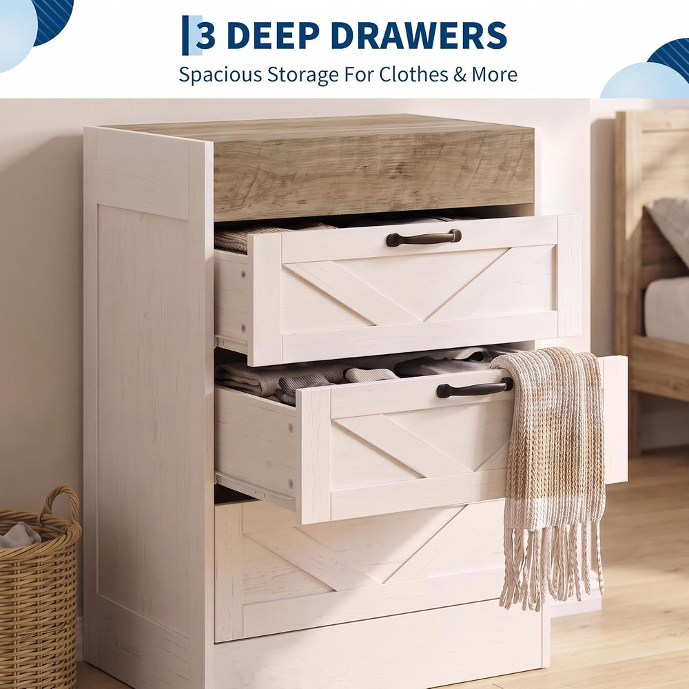 Garvee 3 Drawer Dresser for Bedroom, Farmhouse Chest of Drawers