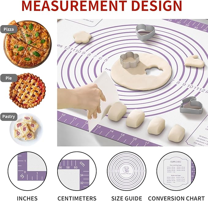 Silicone Pastrty Mat for Dough Rolling, Extra Thick Silicone Baking Mat - Image 4