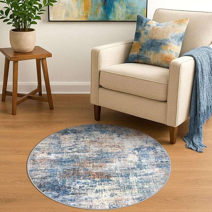 IOHOUZE Round Area Rug 3 Ft Circle Entryway Rugs Round Washable Door Mat Indoor - Image 2
