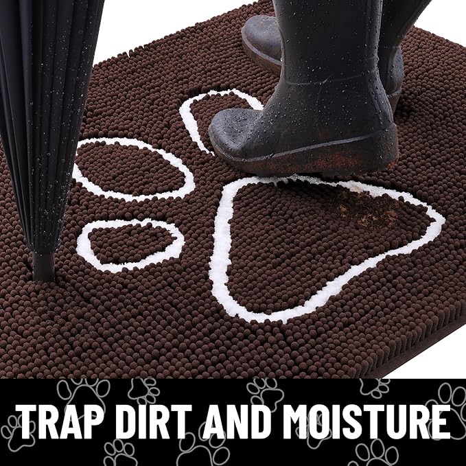 Smiry Dog Door Mat for Muddy Paws, Absorbent Dirt Trapper Non Slip Quick Dry - Image 2
