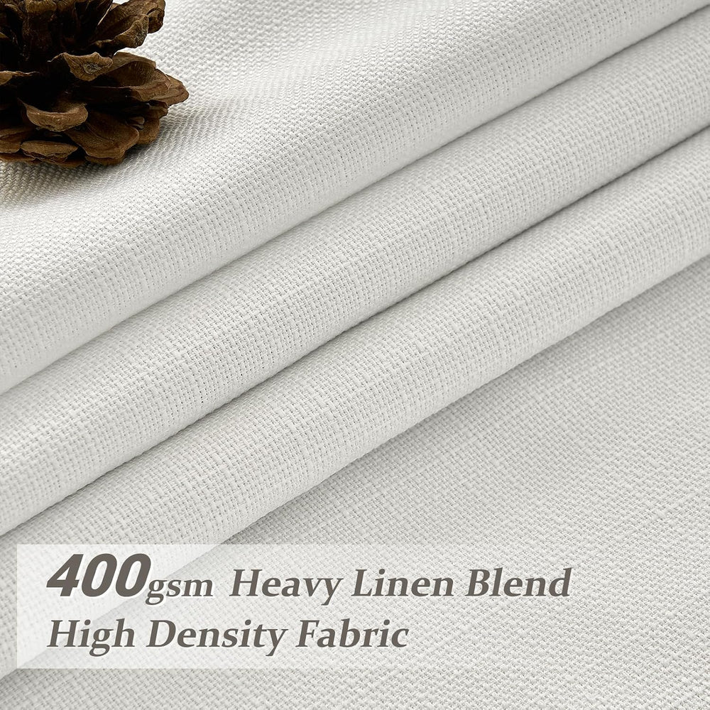100% Blackout Linen 96 Inch Curtains 2 Panel Set for Bedroom, Modern Pinch Pl...