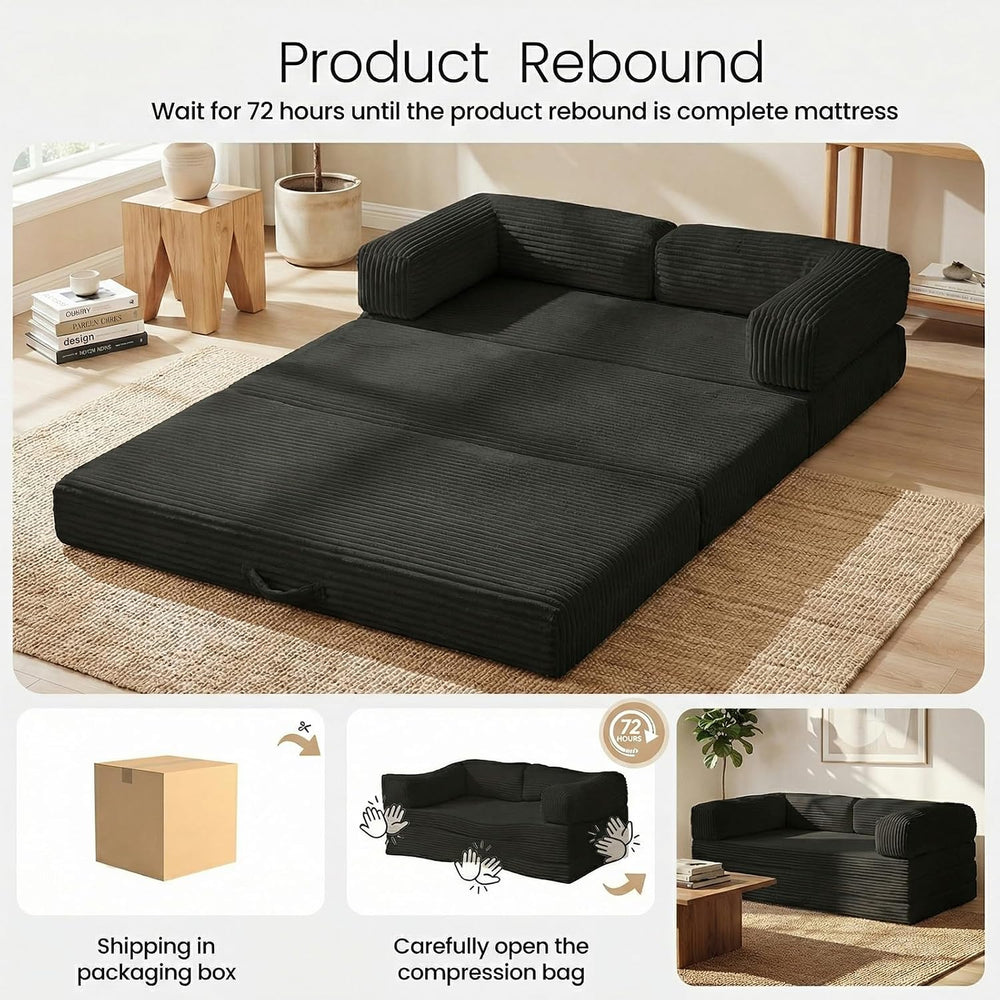 Erament Futon Sofa Bed, Convertible Tri-Folding Mattress Foldable Mattress wi...