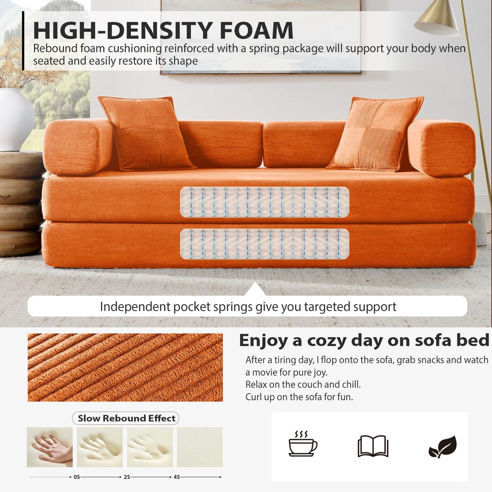 HANXIN 78'' Futon Sleeper Sofa Bed, Boneless Couch for Living Room, O...