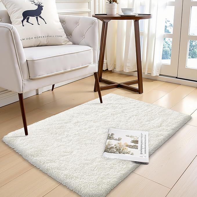 OLANLY 2x2 Machine Washable Small Rug, Soft Fluffy Shaggy Throw Rug - Image 7