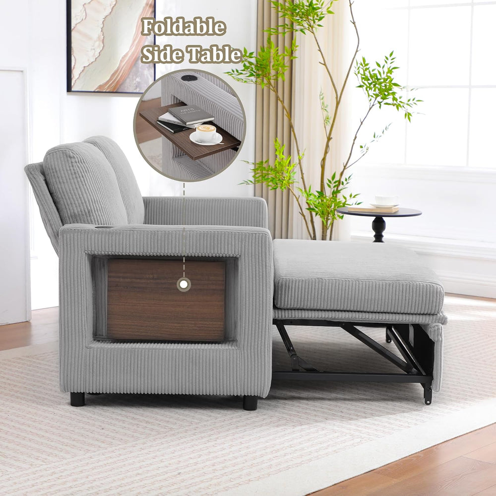 3 in 1 Folding Convertible Sleeper Sofa Bed Pull Out Couch with USB Port Side...