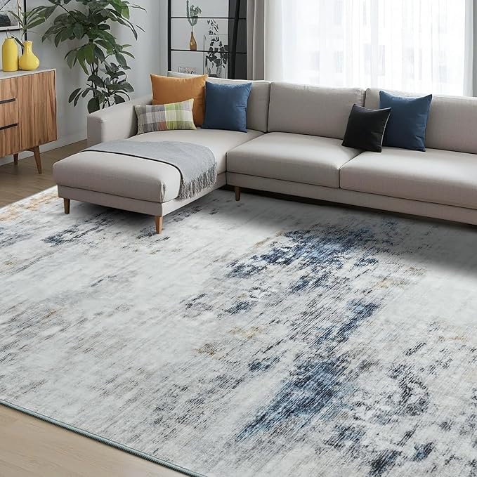 Toneed Abstract Area Rug 5x8 Modern Washable Rug Soft Non Slip Rug Low Pile - Image 2