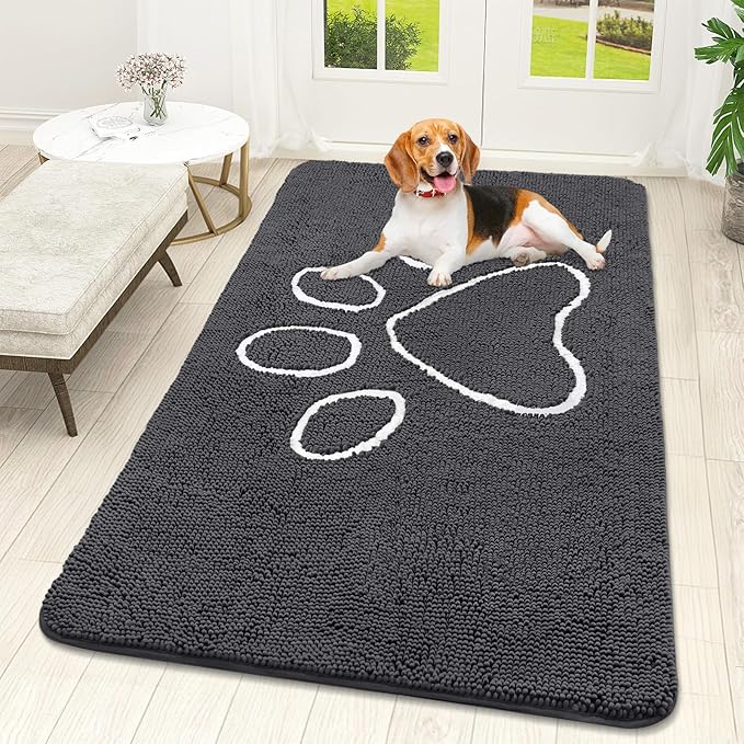 OLANLY Dog Door Mat for Muddy Paws 59x32, Paw Print Design, Absorbs Moisture by OLANLY