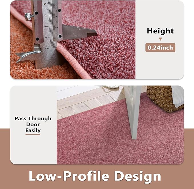 FinRèc 5x7 Washable Area Rugs for Bedroom Living Room, Low Pile Thin Rug Solid - Image 6