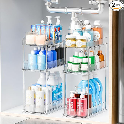 2 Pack 3 Tier Large Pull Out Bathroom Organizers and Storage, 13.8″ Deep by Yieach