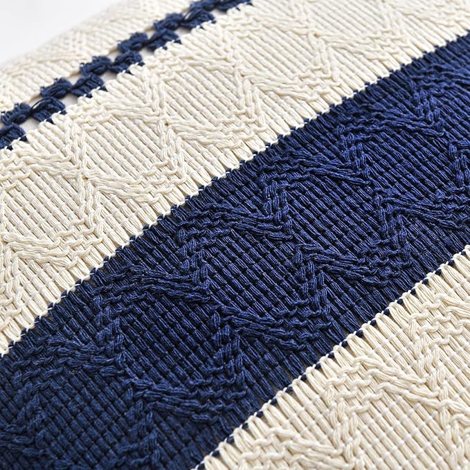 Fancy Homi Set of 1 Navy Blue Decorative Throw Pillow Covers 20x20 Inch - Image 4