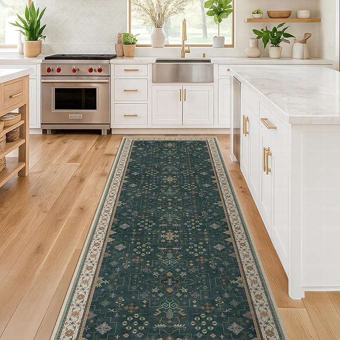 Hazo Haus Dark Green Hallway Runner Rug 12 ft Long - Image 6