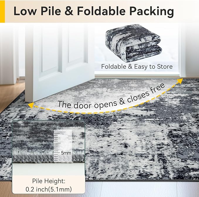 Washable Area Rugs 5'x7' Non-Slip Modern Abstract Soft - Image 5