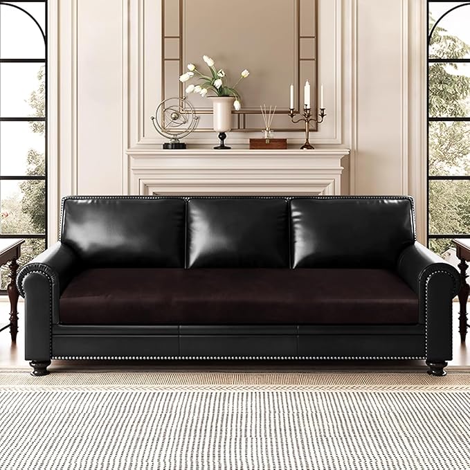 Leather Look Couch Cushion Covers Sofa Seat Slipcovers Sets Couches Furniture - Image 2