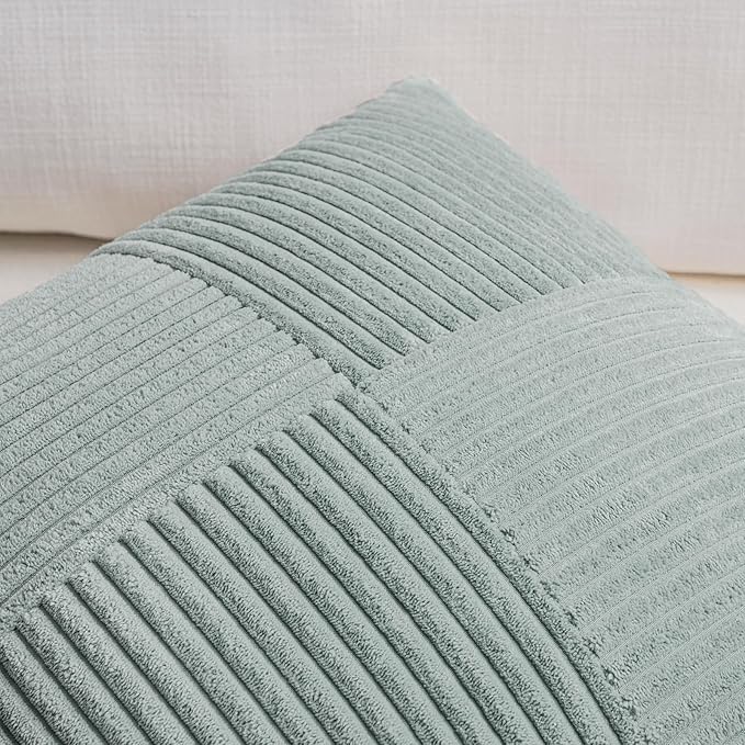 Fancy Homi 2 Packs Grey Blue Decorative Throw Pillow Covers 16x16 Inch - Image 3