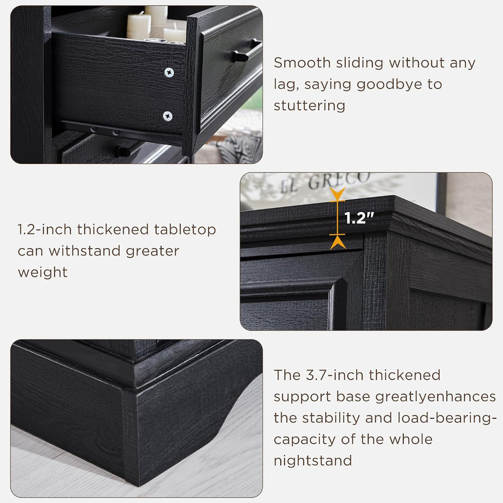 ACCOHOHO Farmhouse 5 Drawers Dresser Chests for Bedroom, Black