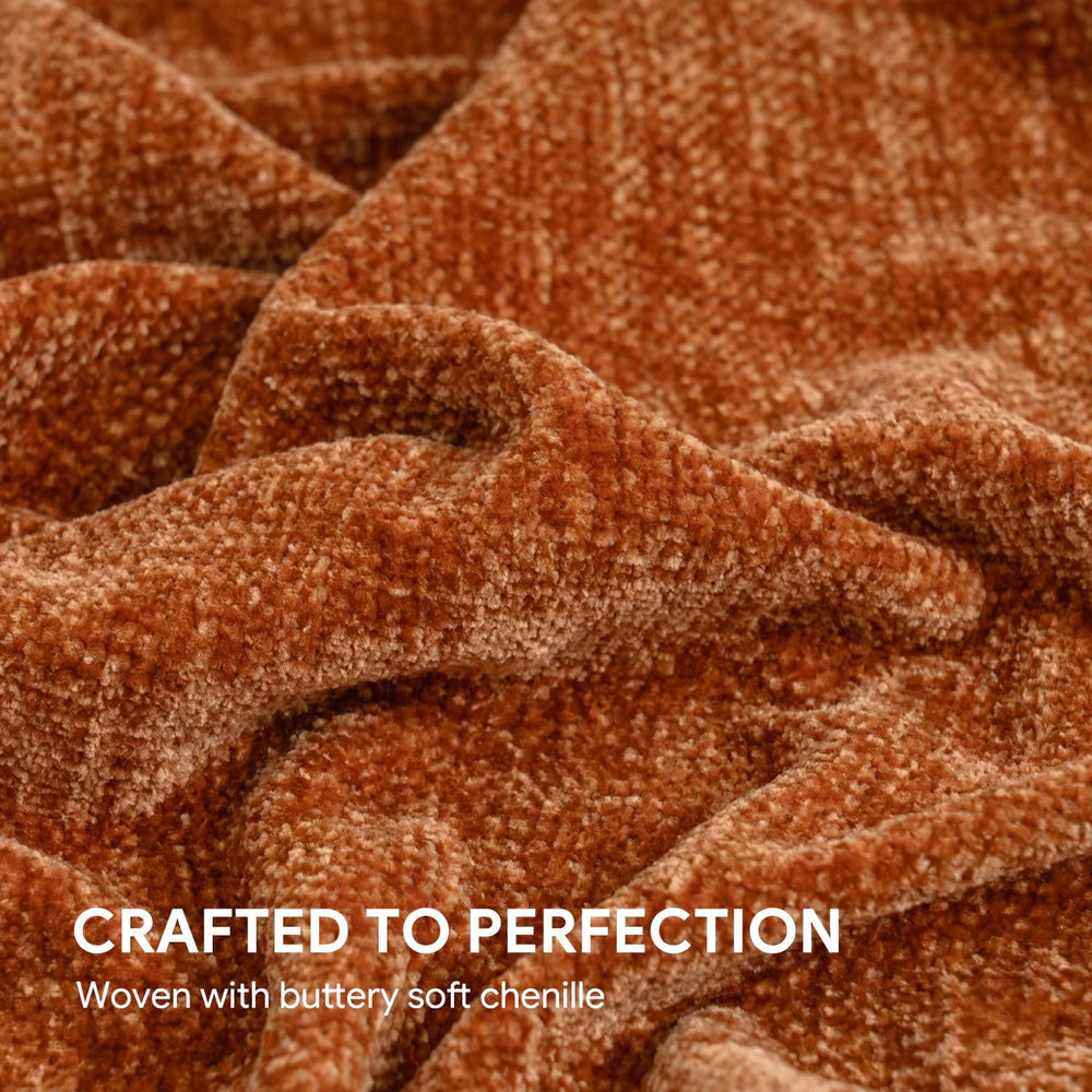RECYCO Throw Blanket Soft Cozy Chenille Throw Blanket with Fringe Tassel for ...