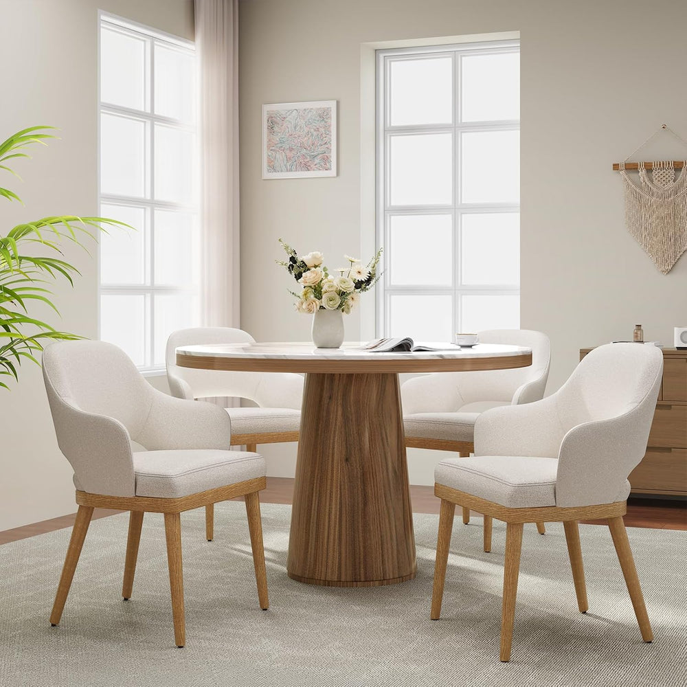 Wooden Dining Chairs Set of 4, Modern Fabric Upholstered Dining Room Chair, K...