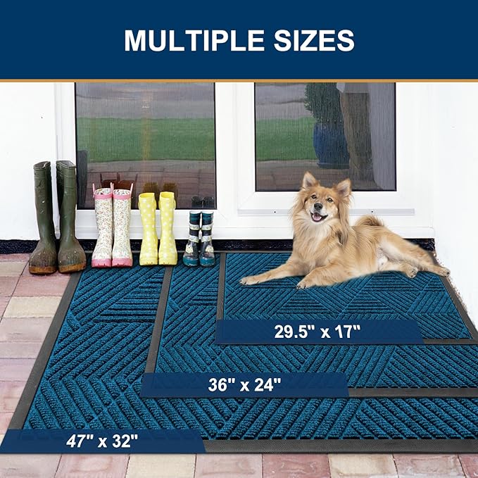 Smiry Front Door Mat Outside Entrance, Heavy Duty Sturdy Natural Rubber Doormat - Image 2