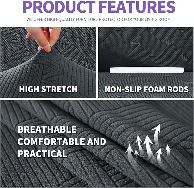 ZNSAYOTX Super Stretch Loveseat Covers, New Striped Love Seat Slipcover - Image 3