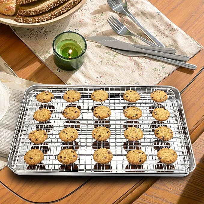 Baking Sheet with Rack Set, Wildone Stainless Steel Cookie Sheet Baking Pan - Image 7