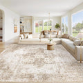 Area Rug 8x10 Washable Rug, Vintage Boho Medallion Rugs Non-Slip Soft Low Pile by VECARF