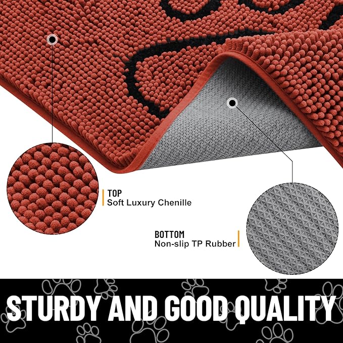 Smiry Dog Door Mat for Muddy Paws, Absorbent Dirt Trapper Non Slip Quick Dry - Image 4